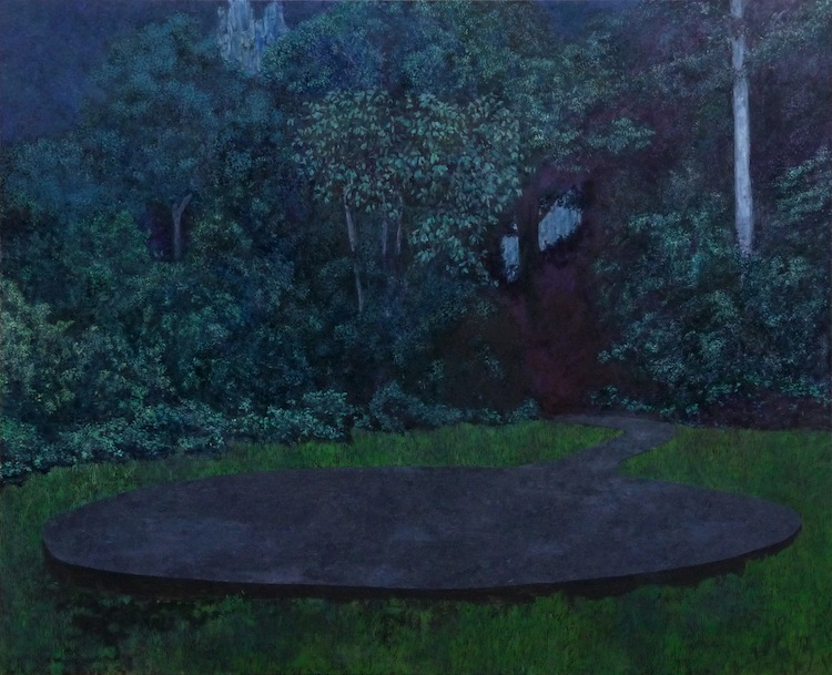 Bruno Gadenne, série La rivière, la nuit, huile sur toile, 130 x 160 cm.